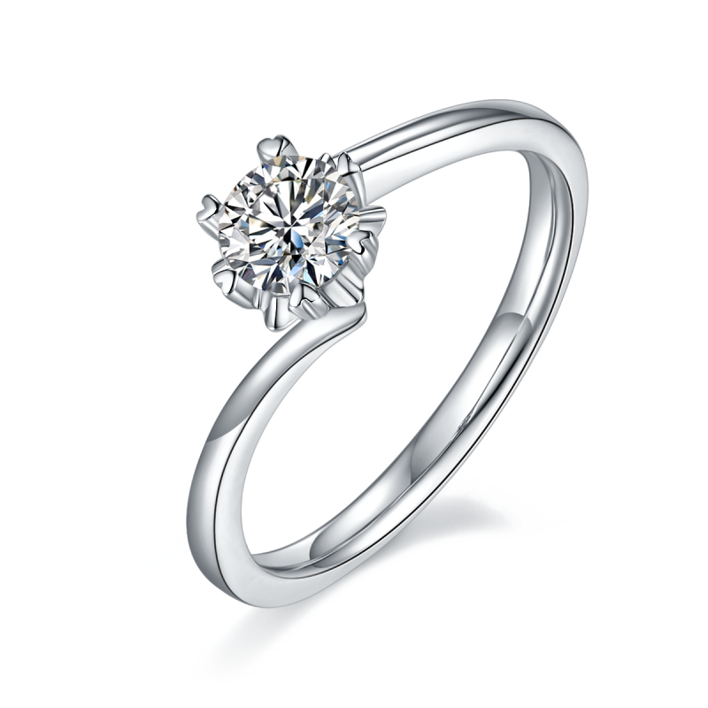 0.5CT Moissanite Ring In Sterling Silver