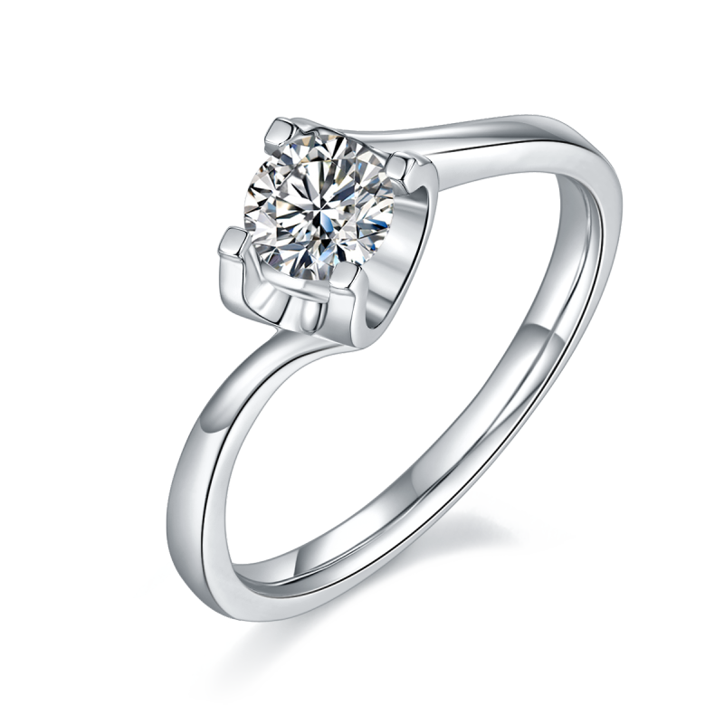 0.5CT Moissanite Ring In Sterling Silver