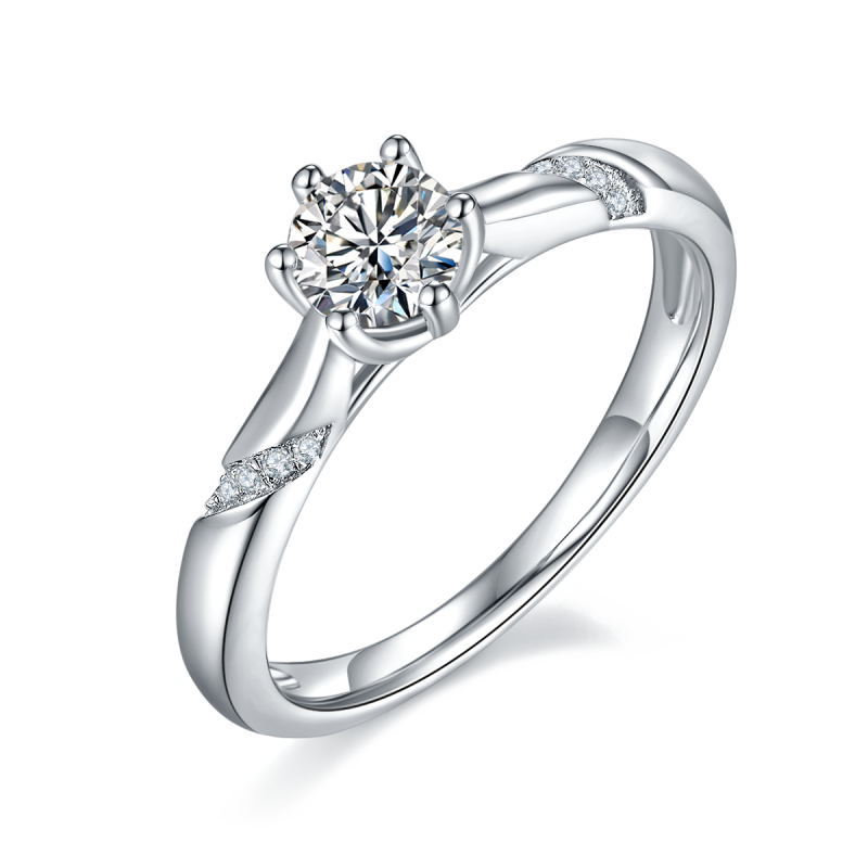 0.5CT Moissanite Ring In Sterling Silver