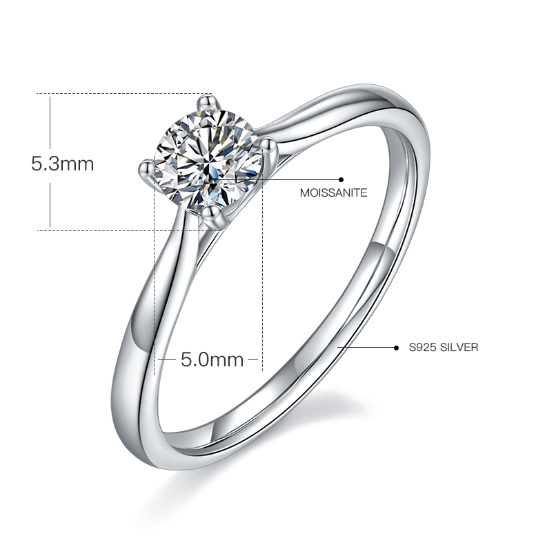 0.5CT Moissanite Ring In Sterling Silver