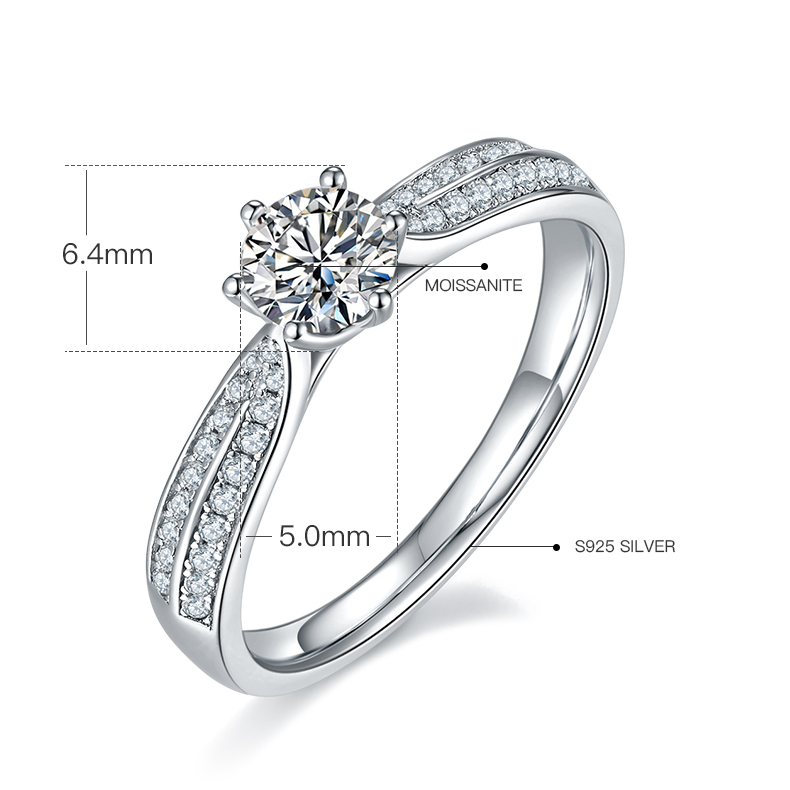 0.5CT Moissanite Ring In Sterling Silver