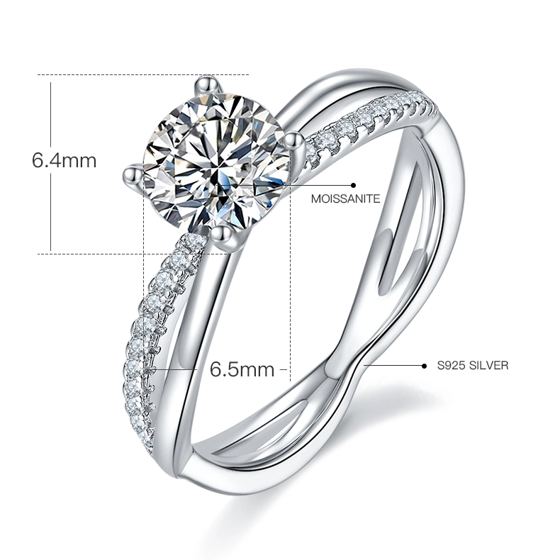 1CT Moissanite Ring In Sterling Silver