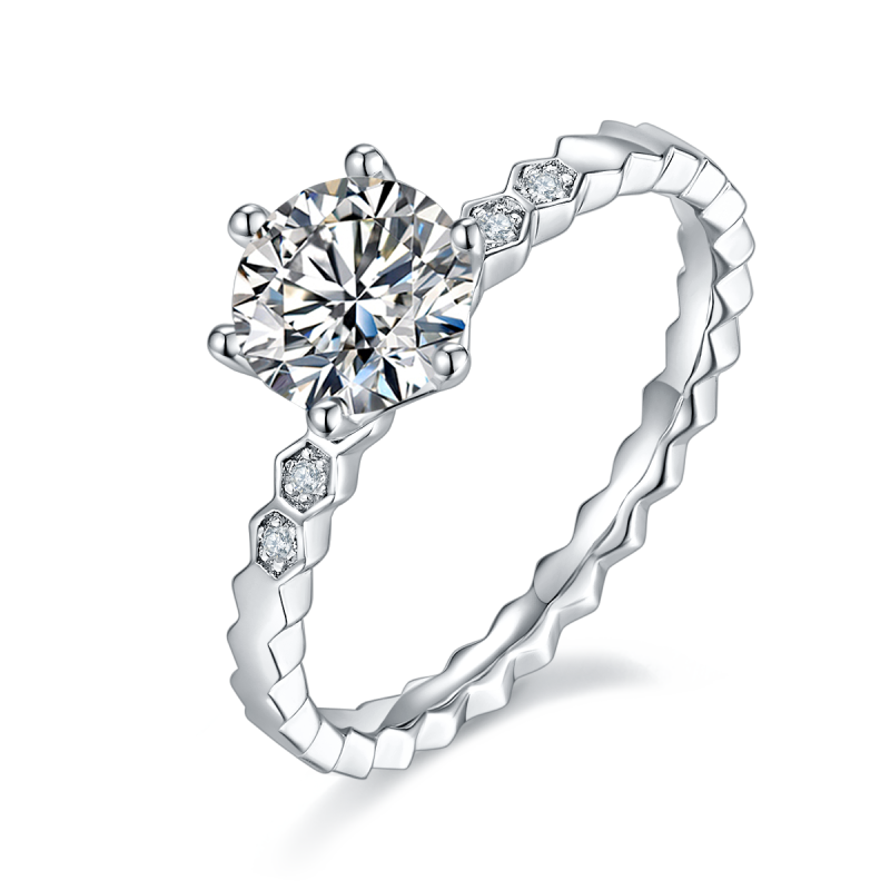 1CT Moissanite Ring In Sterling Silver