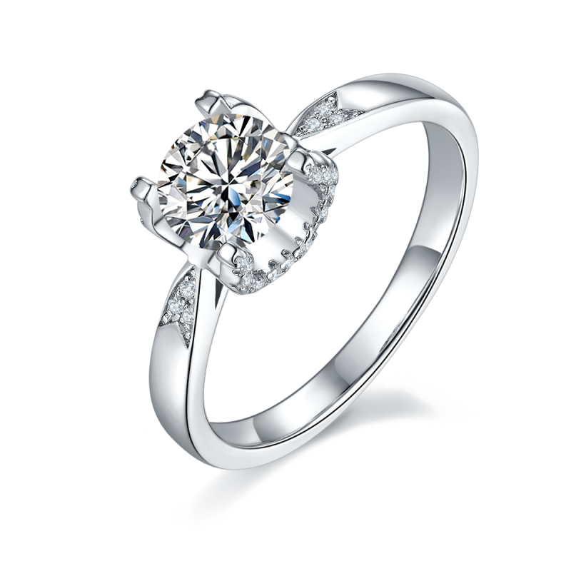 1CT Moissanite Ring In Sterling Silver