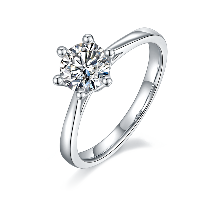 1CT Moissanite Ring In Sterling Silver