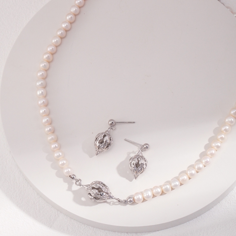 Natural Pearl Sterling Silver Necklace