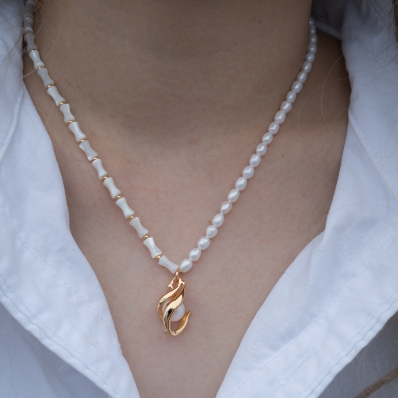 Natural Pearl Sterling Silver Necklace