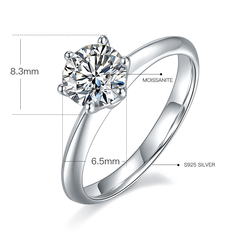 1CT Moissanite Ring In Sterling Silver