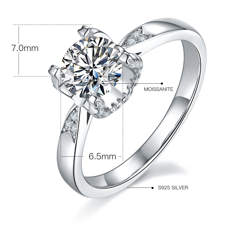 1CT Moissanite Ring In Sterling Silver