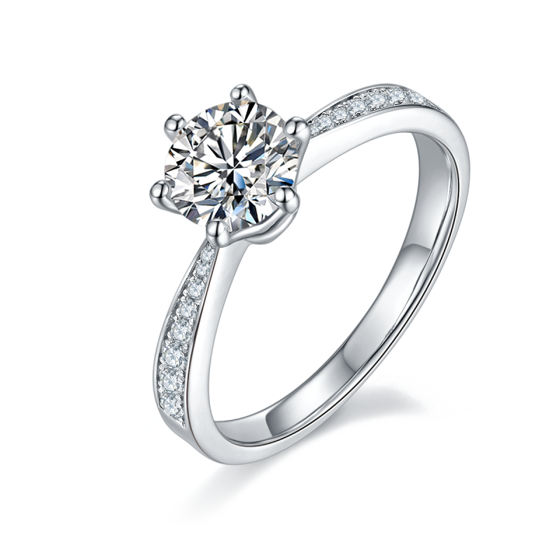 1CT Moissanite Ring In Sterling Silver