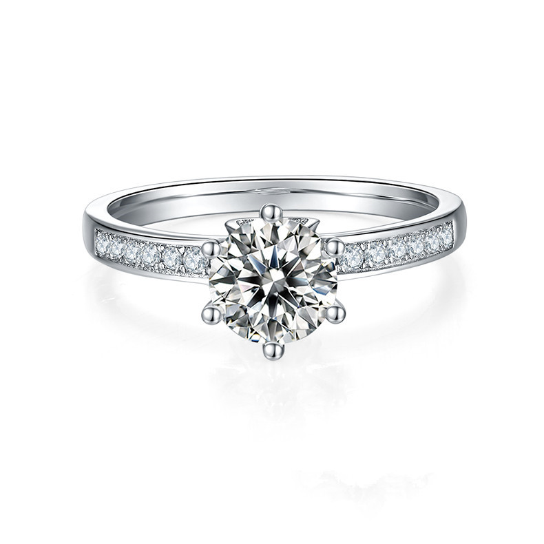 1CT Moissanite Ring In Sterling Silver