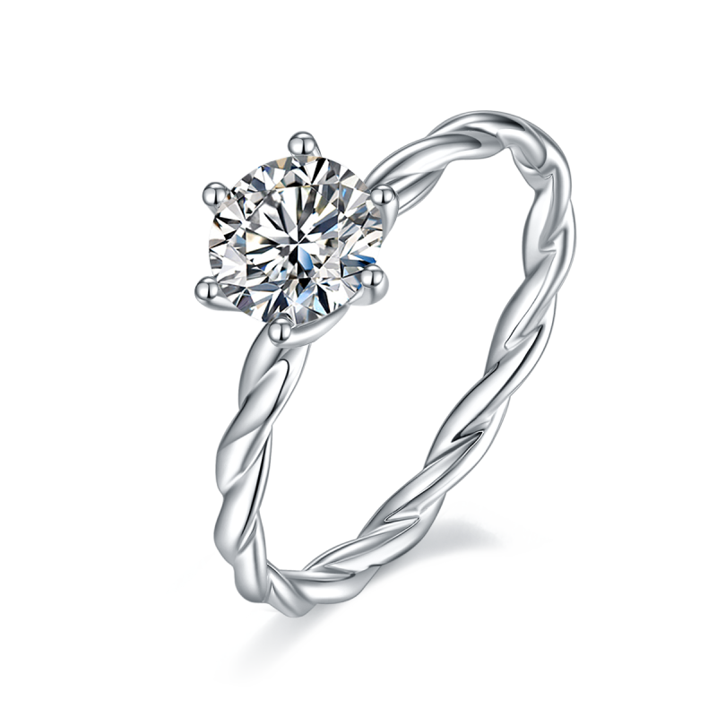 1CT Moissanite Ring In Sterling Silver