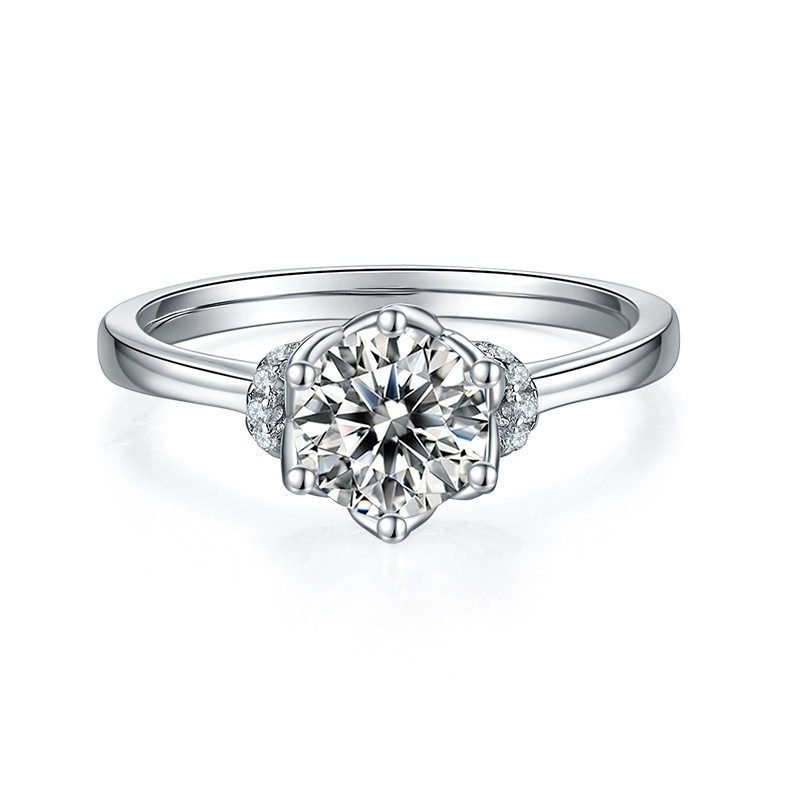 1CT Moissanite Ring In Sterling Silver