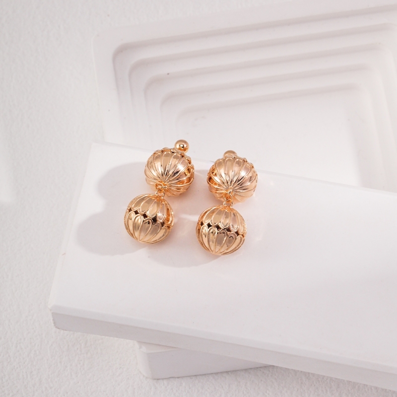 18k Gold Plated Hollow Ball Drop Earrings
