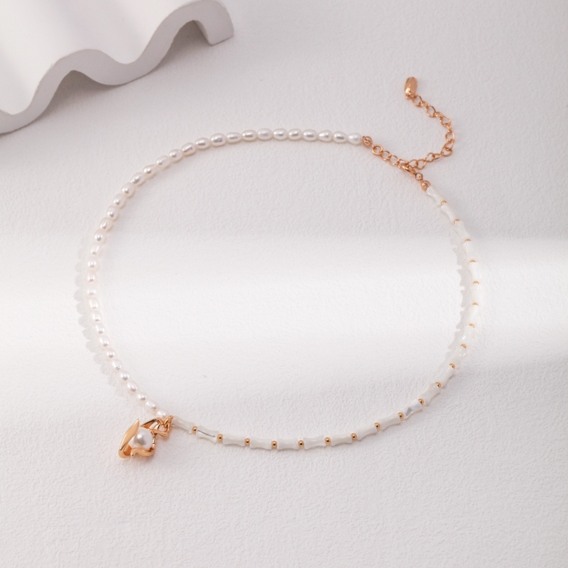 Natural Pearl Sterling Silver Necklace