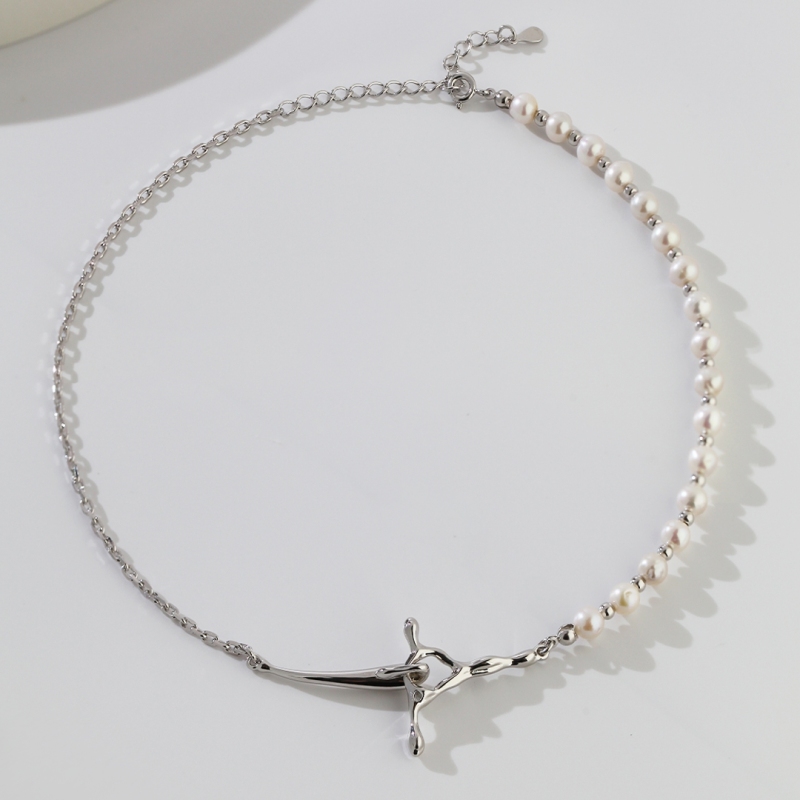 Natural Pearl Sterling Silver Necklace