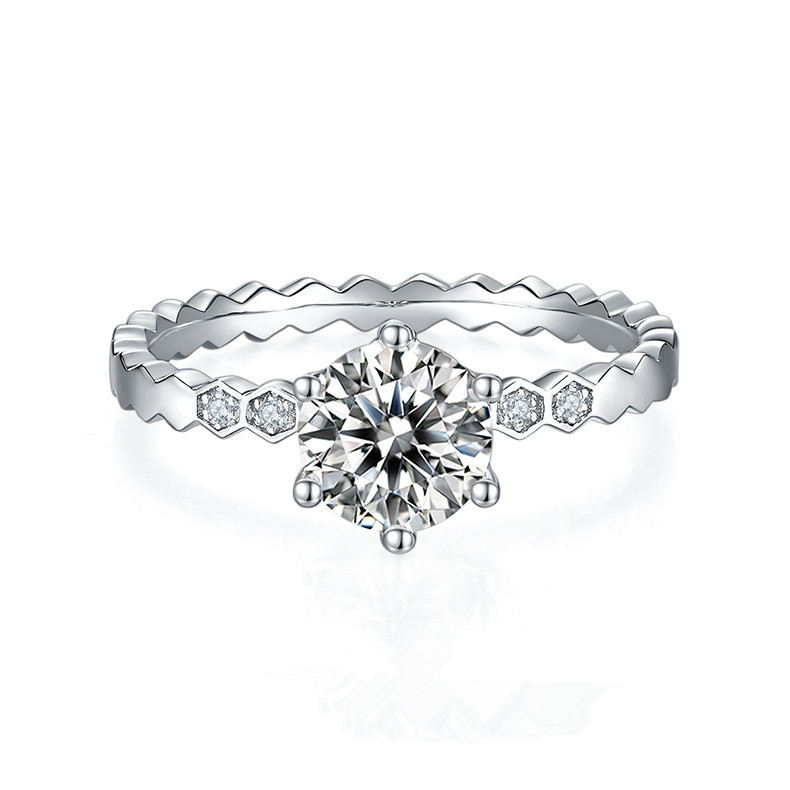 1CT Moissanite Ring In Sterling Silver