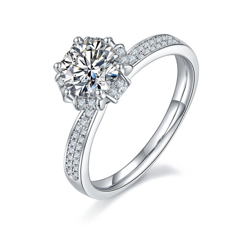 1CT Moissanite Ring In Sterling Silver