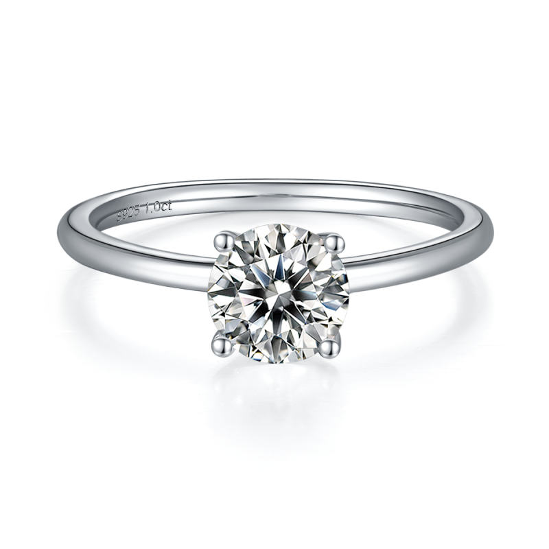 1CT Moissanite Ring In Sterling Silver