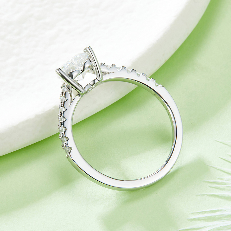 1CT Moissanite Ring In Sterling Silver