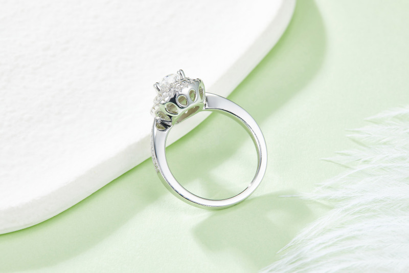 1CT Moissanite Ring In Sterling Silver