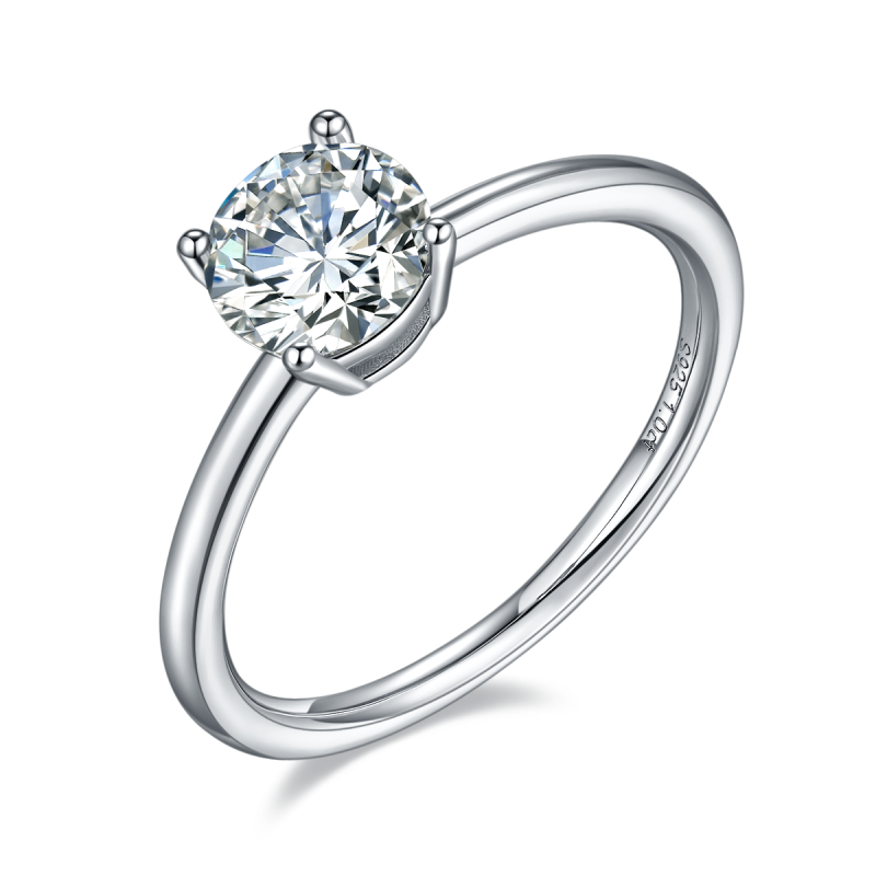 1CT Moissanite Ring In Sterling Silver