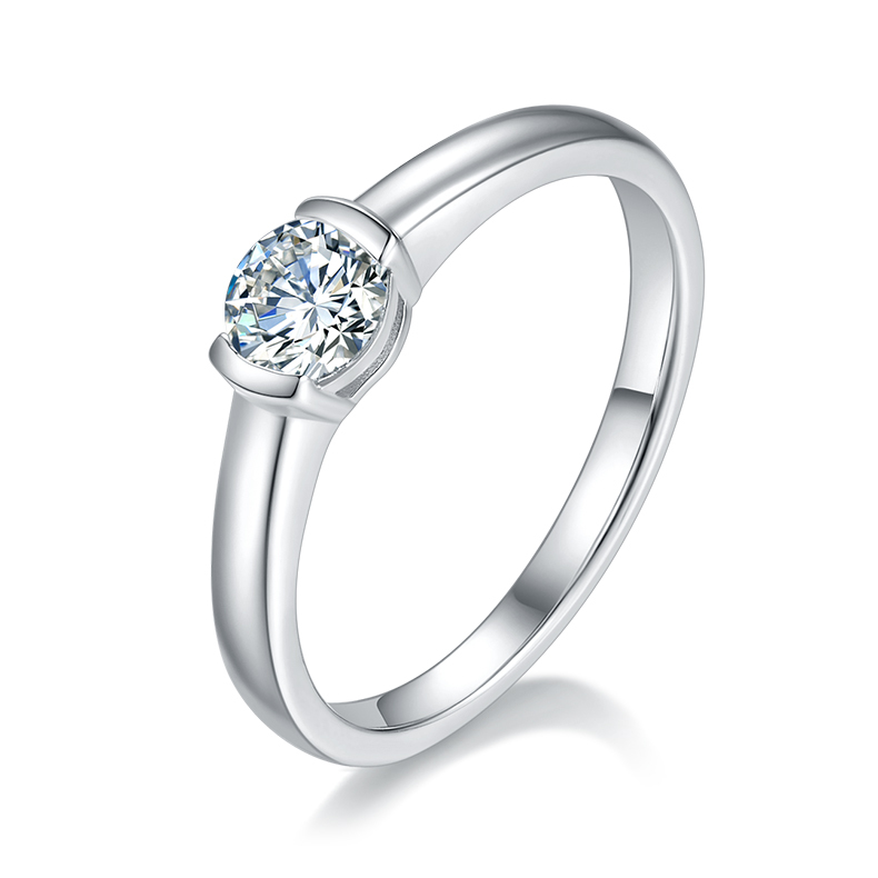 0.5CT Moissanite Ring In Sterling Silver