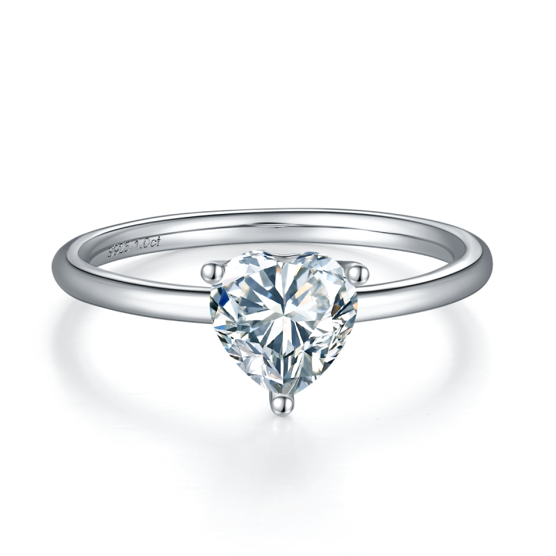 1CT Moissanite Ring In Sterling Silver