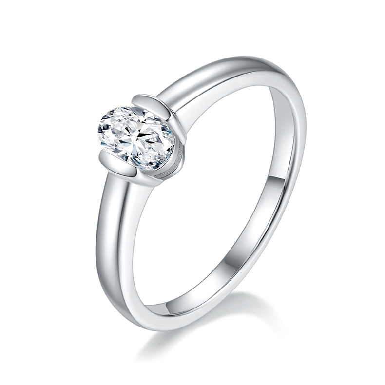 0.5CT Moissanite Ring In Sterling Silver