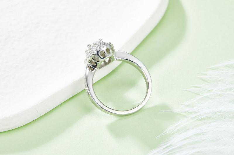 1CT Moissanite Ring In Sterling Silver