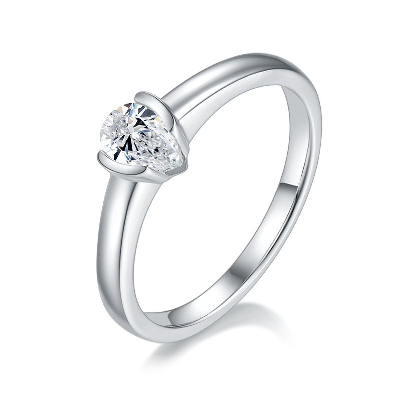 0.5CT Moissanite Ring In Sterling Silver