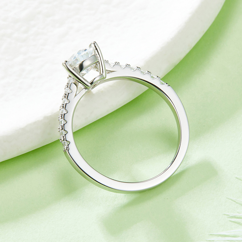 1CT Moissanite Ring In Sterling Silver