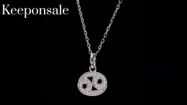Zodiac Star Sign "Cancer" Moissanite Sterling Silver Necklace