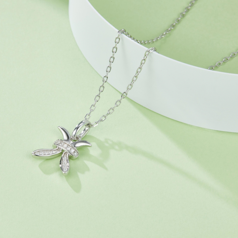 Zodiac Star Sign "Pisces" Moissanite Sterling Silver Necklace