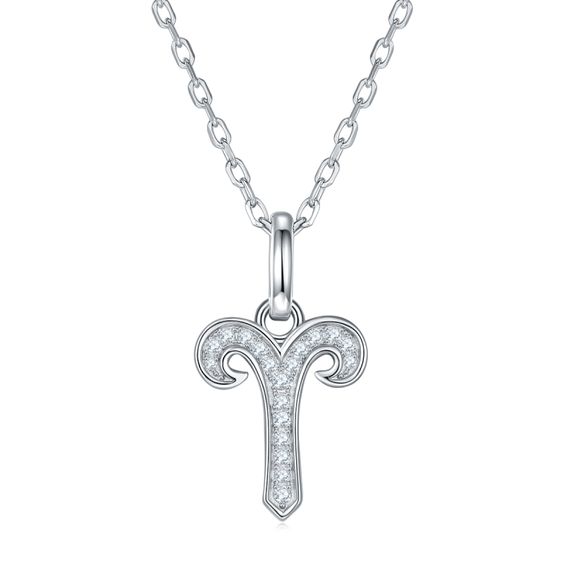 Zodiac Star Sign “Aries” Moissanite Sterling Silver Necklace