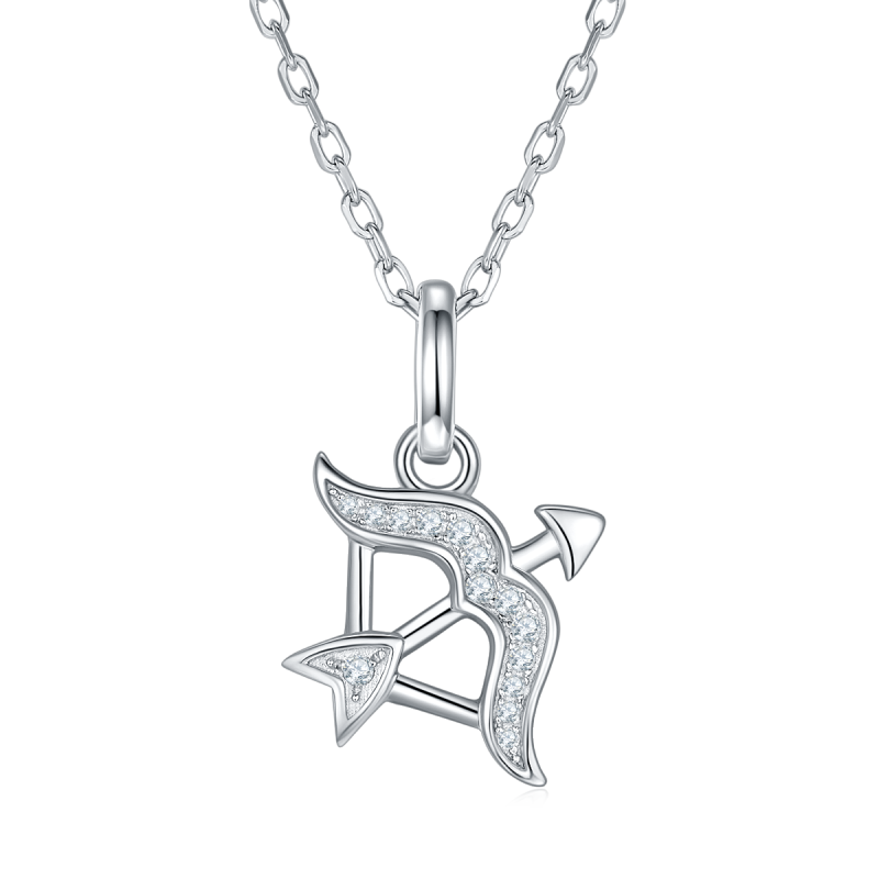 Zodiac Star Sign "Sagittarius" Moissanite Sterling Silver Necklace