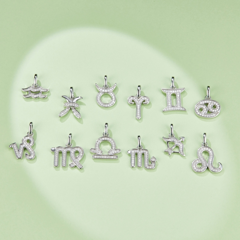 Zodiac Star Sign "Capricorn" Moissanite Sterling Silver Necklace