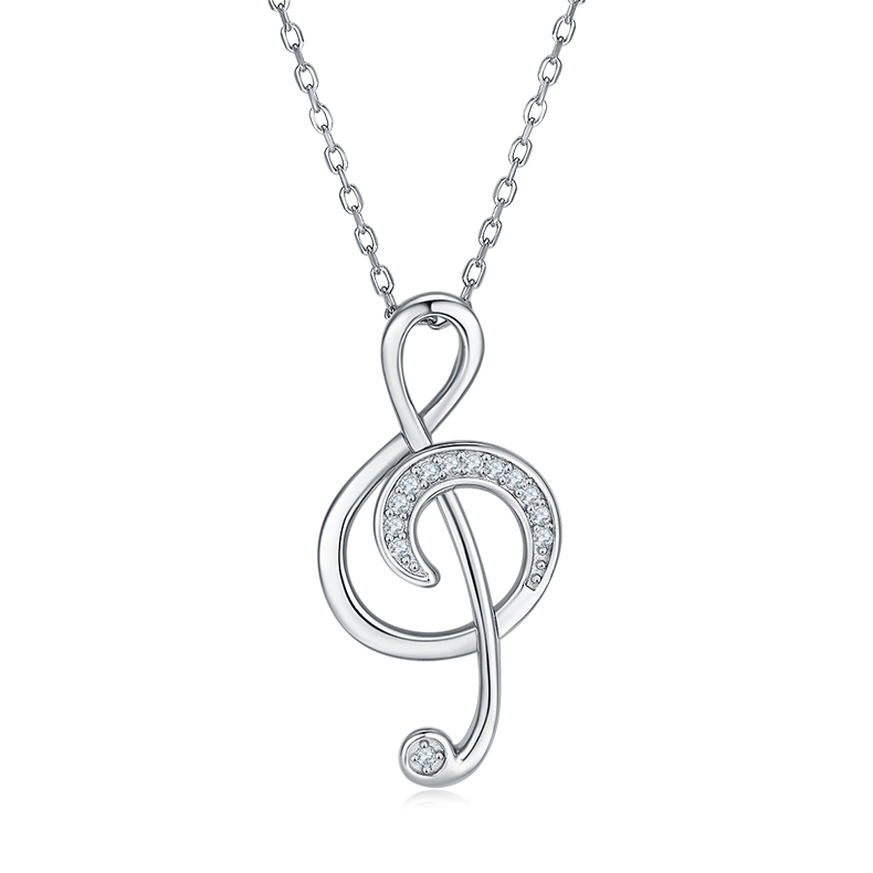 Note Moissanite Sterling Silver Necklace