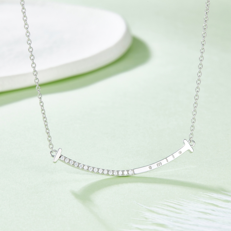 Smile Moissanite Sterling Silver Necklace