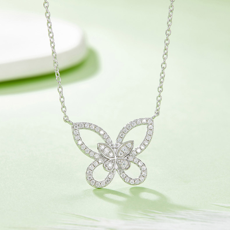 Butterfly Moissanite Sterling Silver Necklace
