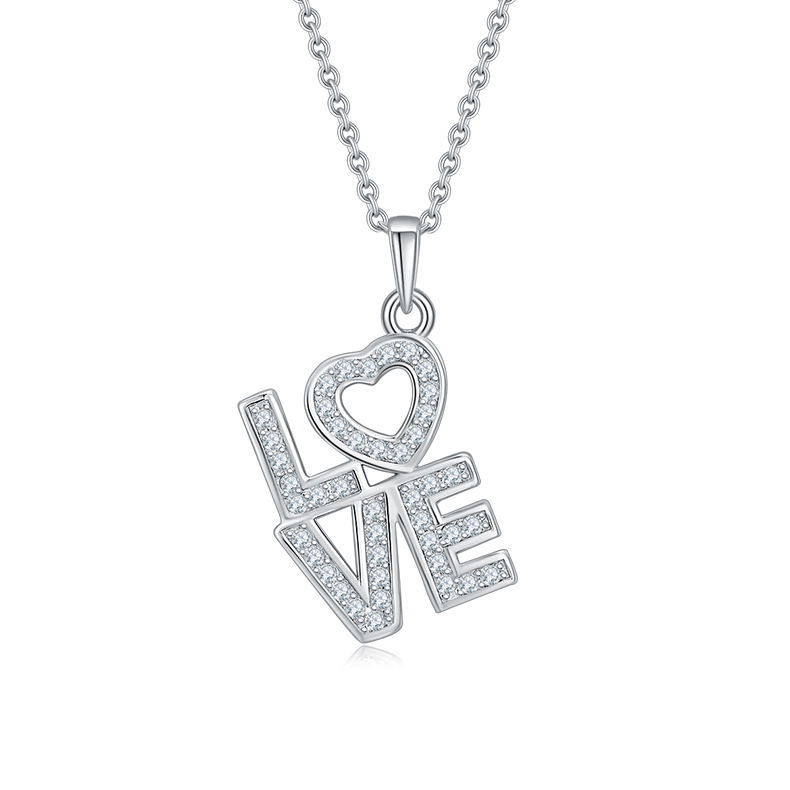 LOVE Moissanite Sterling Silver Necklace