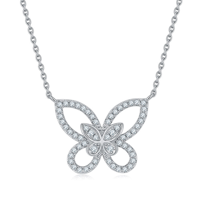 Butterfly Moissanite Sterling Silver Necklace