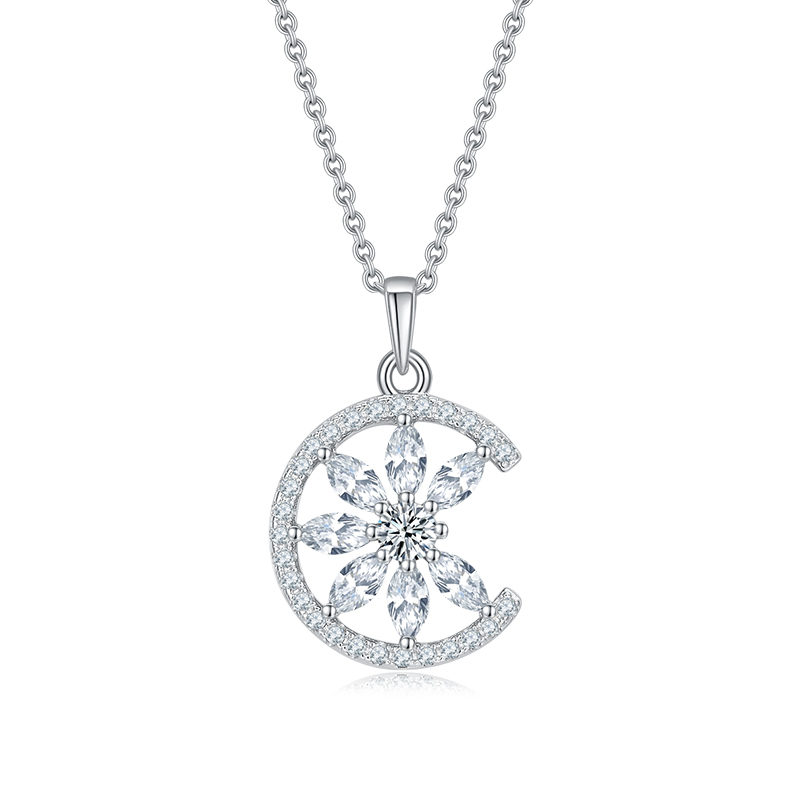 Sunflower Moissanite Sterling Silver Necklace