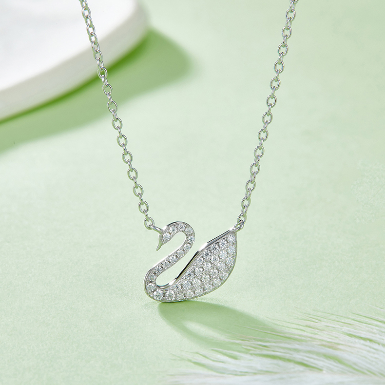 Swan Moissanite Sterling Silver Necklace