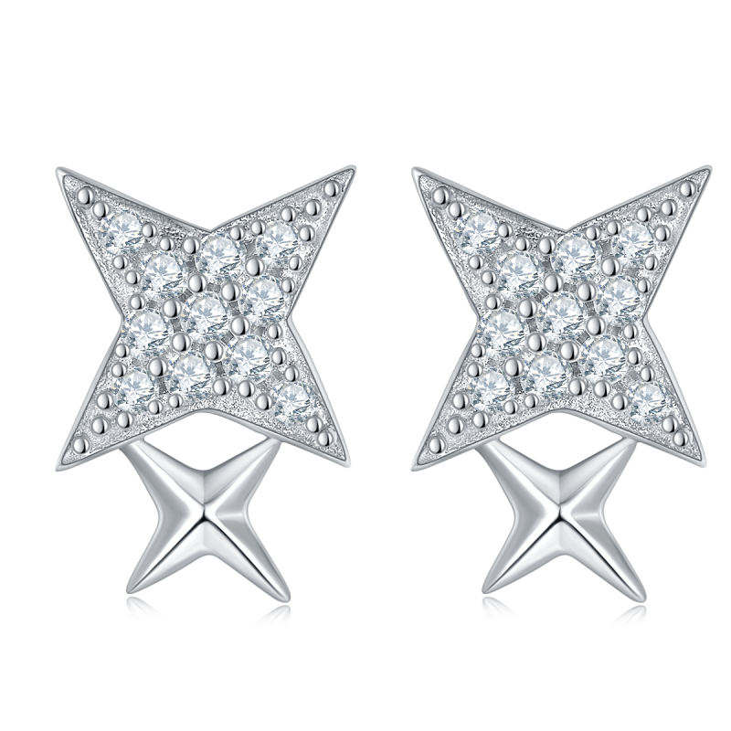 Sparkling Star Moissanite Sterling Silver Earrings