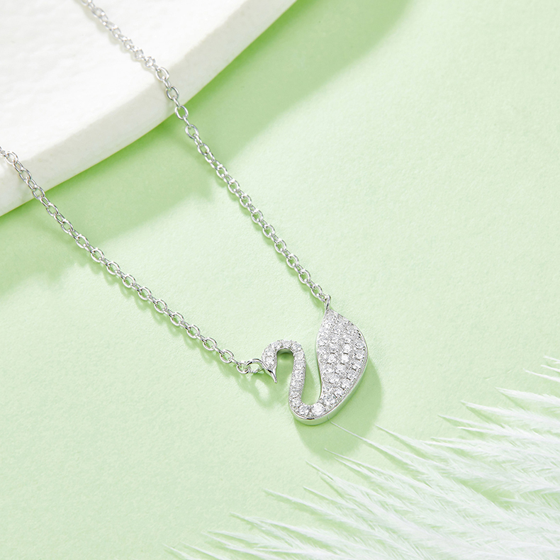 Swan Moissanite Sterling Silver Necklace