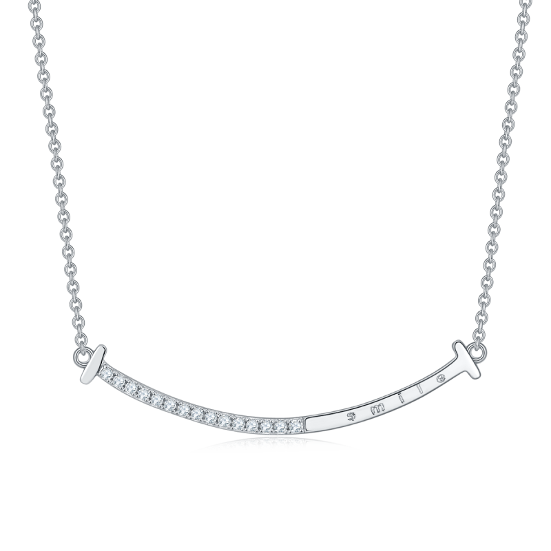 Smile Moissanite Sterling Silver Necklace