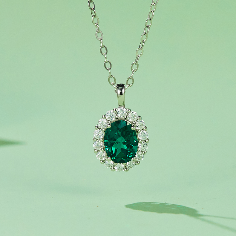 Emerald Sterling Silver Necklace