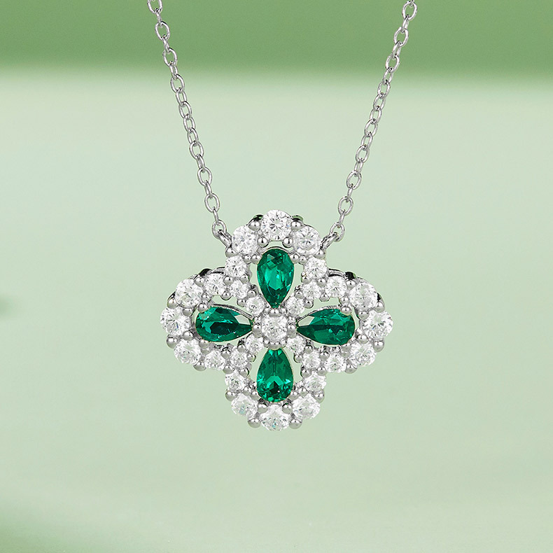 Emerald Sterling Silver Necklace