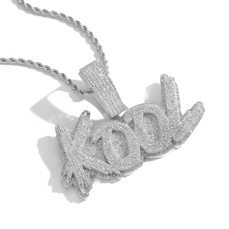 Custom Personalized Sparkling Letter Pendant With Free Rope Chain